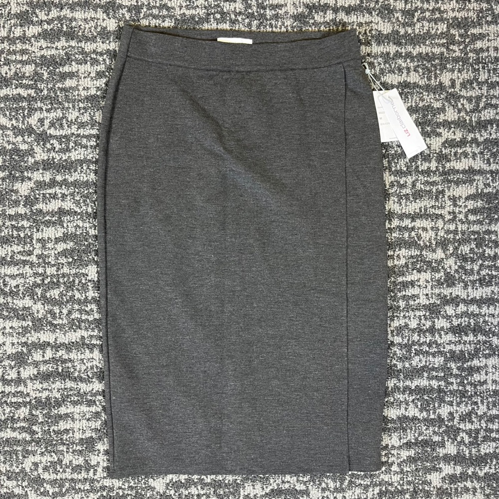 Liz Claiborne Pencil Skirt Womens Size M Charcoal Heather Grey Ponte Midi NWT